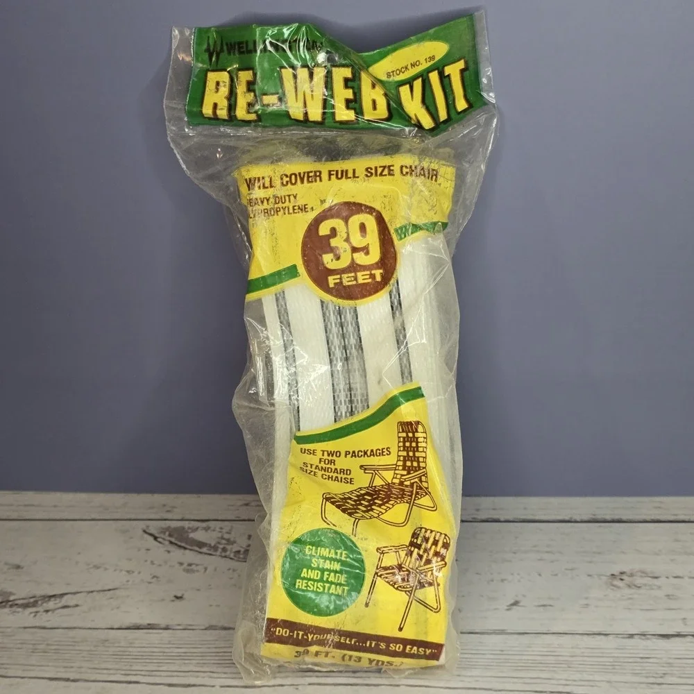 Vintage Re-Web Kit Lawn Chair Webbing 39 Feet Covers Full‎ Size Chair